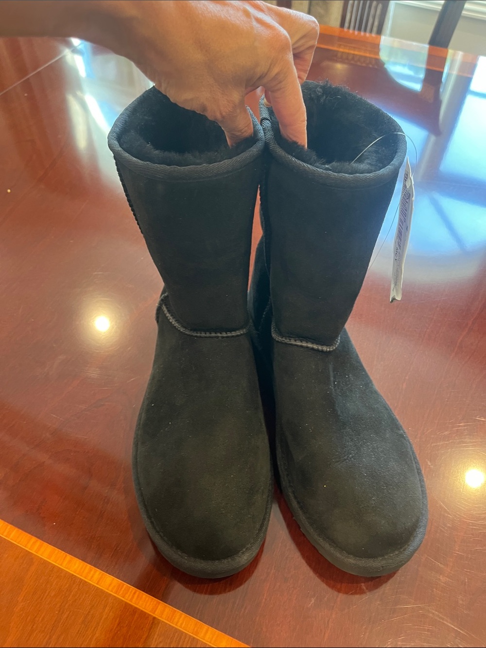 UGG Black Suede Fleece-Lined Short Boot